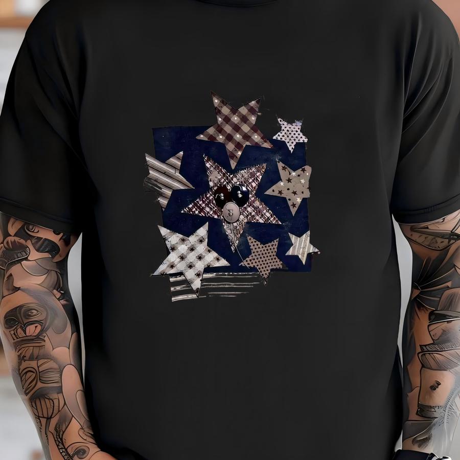 Vintage 1994 Vicki Melhart American Flag Patchwork Hoodie Size M Usa Flag Art Quilt Style Americana Patriotic Stars And Stripes Folk Art T-shirt