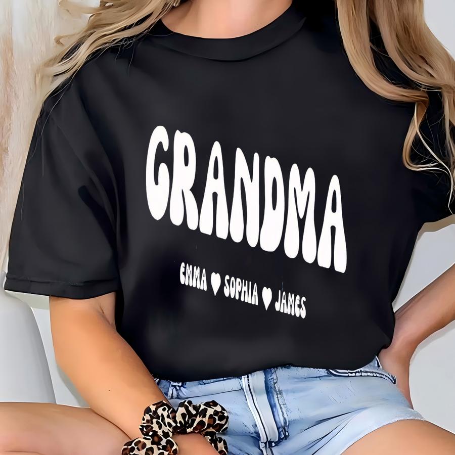Custom Grandma Shirt With Grandkids Names, Birthday Mimi Nana Gigi Gifts, Mothers Day Gift, Cute Grandma Gift, New Grandma Sweater, Mimi Tee T-shirt