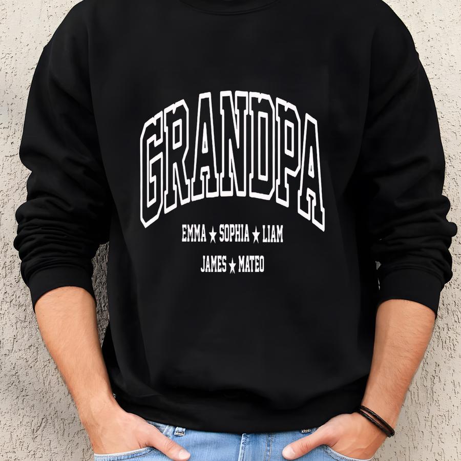 Personalized Grandpa Sweatshirt With Grandkids Names, Gift For Grandpa, New Grandpa, Father's Day Gift, Birthday Gift Dad,  Sweatshirt
