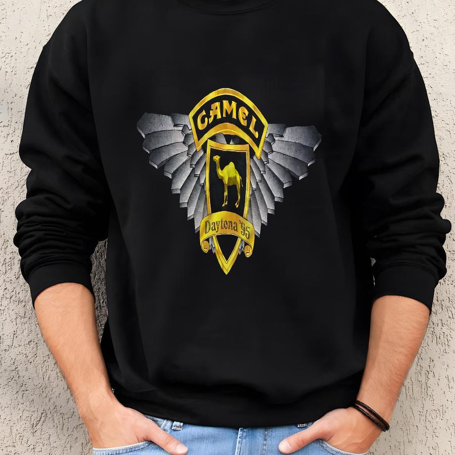 Vintage 1995 Camel T-shirt Size Xl Pocket Tee Cigarette Promo Motorcycle Racing Biker Joe Camel Winged Logo Motorsport Event Rare Sweatshirt