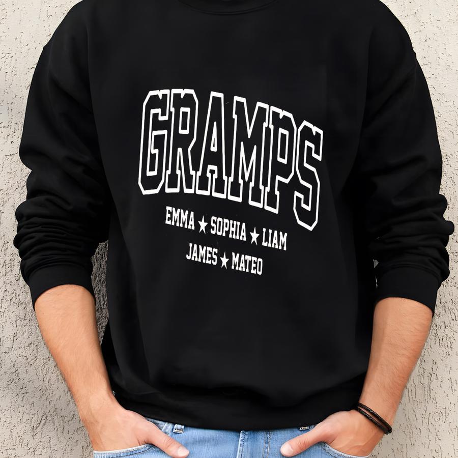 Personalize Gramps Shirt With Grandkids Names, Pregnancy Announcement Tee, Grandparents Shirts, New Papa Shirt, Grandpa Gift Sweatshirt