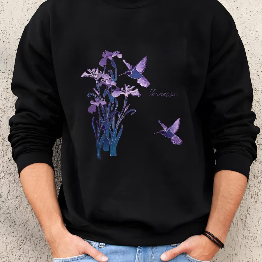 Vintage 90s Tennessee Hummingbird T-shirt Size Xl Floral Nature Tee State Souvenir Bird Watching Iris Flower Art Wildlife Cottagecore Style Sweatshirt