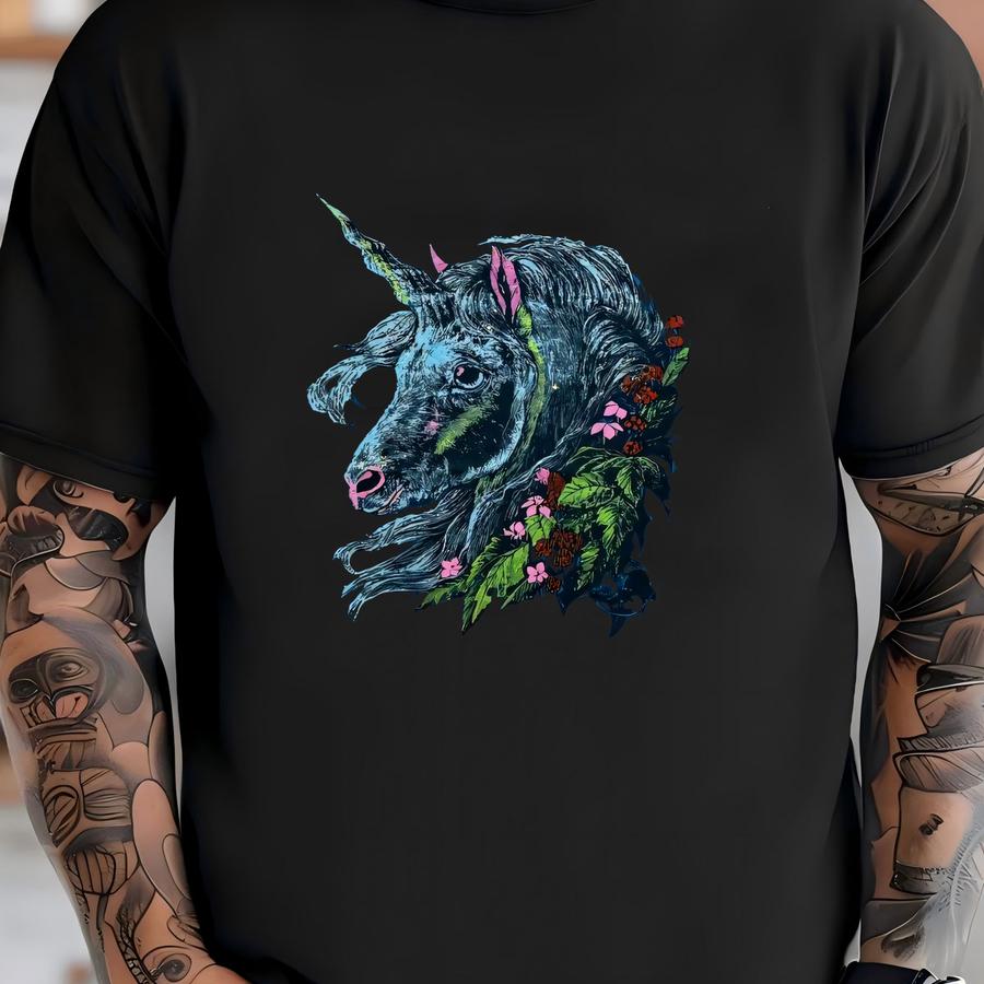 Vintage 90s Unicorn Fantasy Art Hoodie Size Xl Mythical Creature Magical Floral Mystical Horse Horned Animal Fairy Tale Graphic Print Tee T-shirt