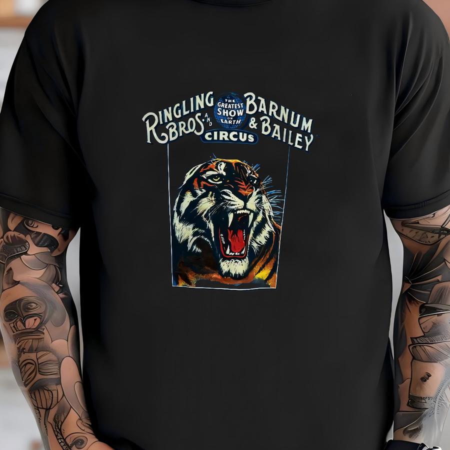 Vintage 80s Ringling Bros Barnum Bailey Circus Hoodie Size Xl Tiger The Greatest Show On Earth Animal Performer Event Merch Souvenir Tee T-shirt