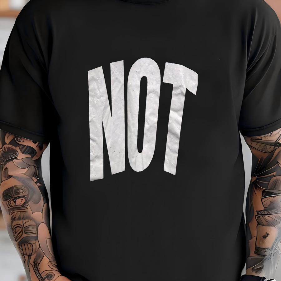 Vintage 90s Not Slogan Hoodie Size M Minimalist Statement Big Logo Mock Neck Grunge Fashion Streetwear Simple Text Art Tee Alternative Rock T-shirt