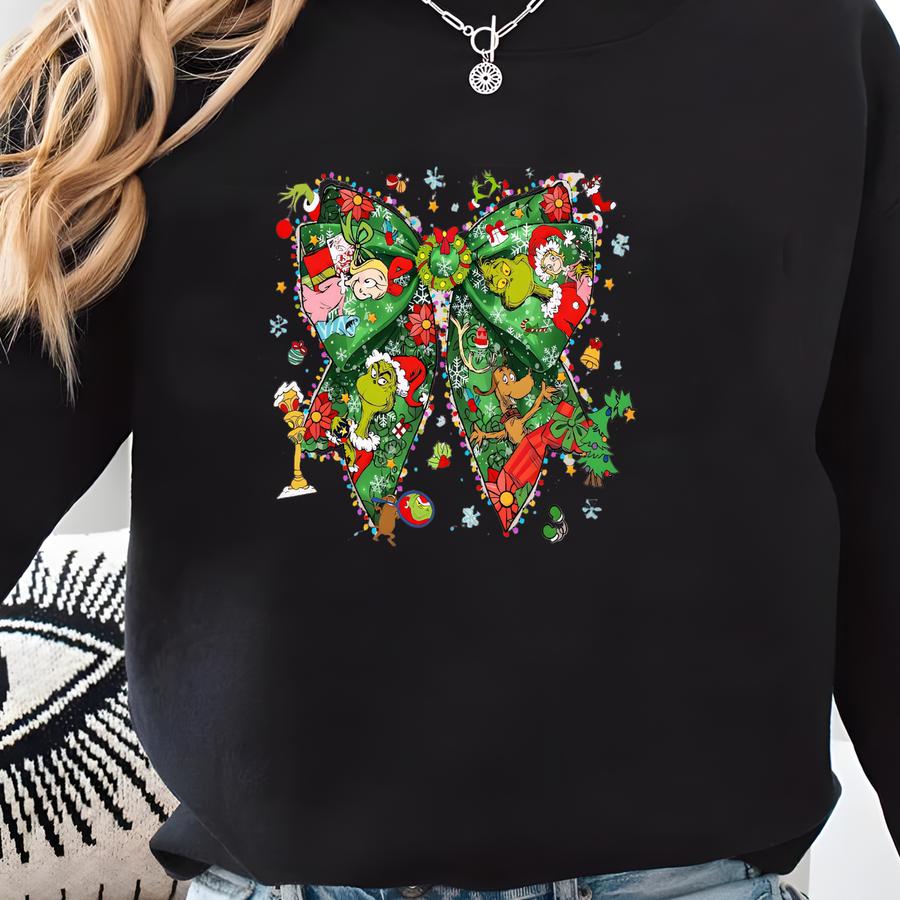 Xmas Bow Sweater, Cute Xmas Crewneck, Christmas Bow Sweater, Mas Sweatshirt, Bow Shirt, Funny Holiday Sweater Sweatshirt
