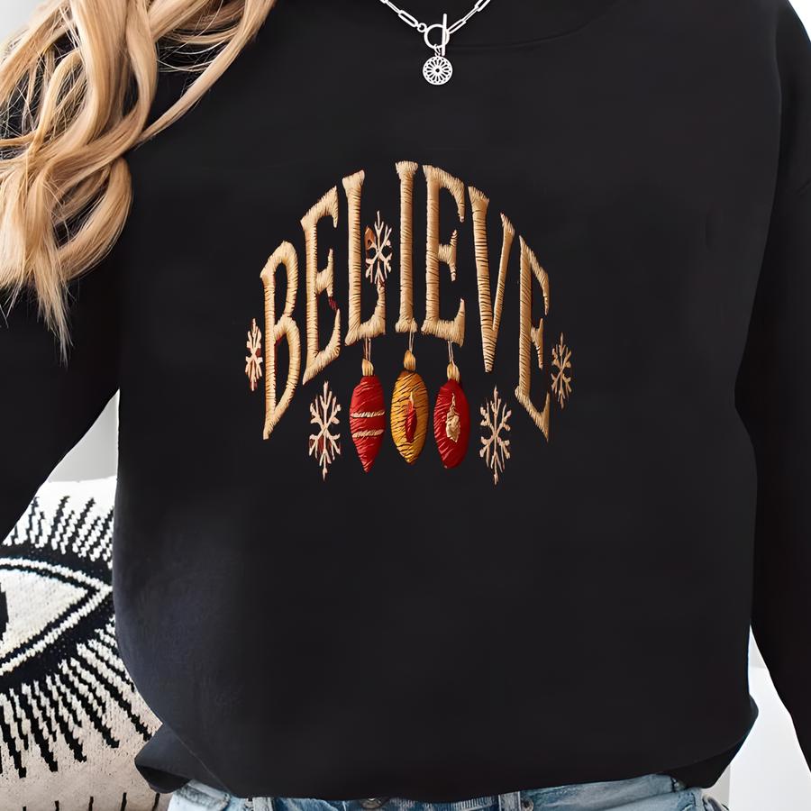 Christmas Believe Ornament Dad Hat, Holiday Bauble Wash Cap, Festive Xmas Gift, Vintage Christmas Hat Sweatshirt