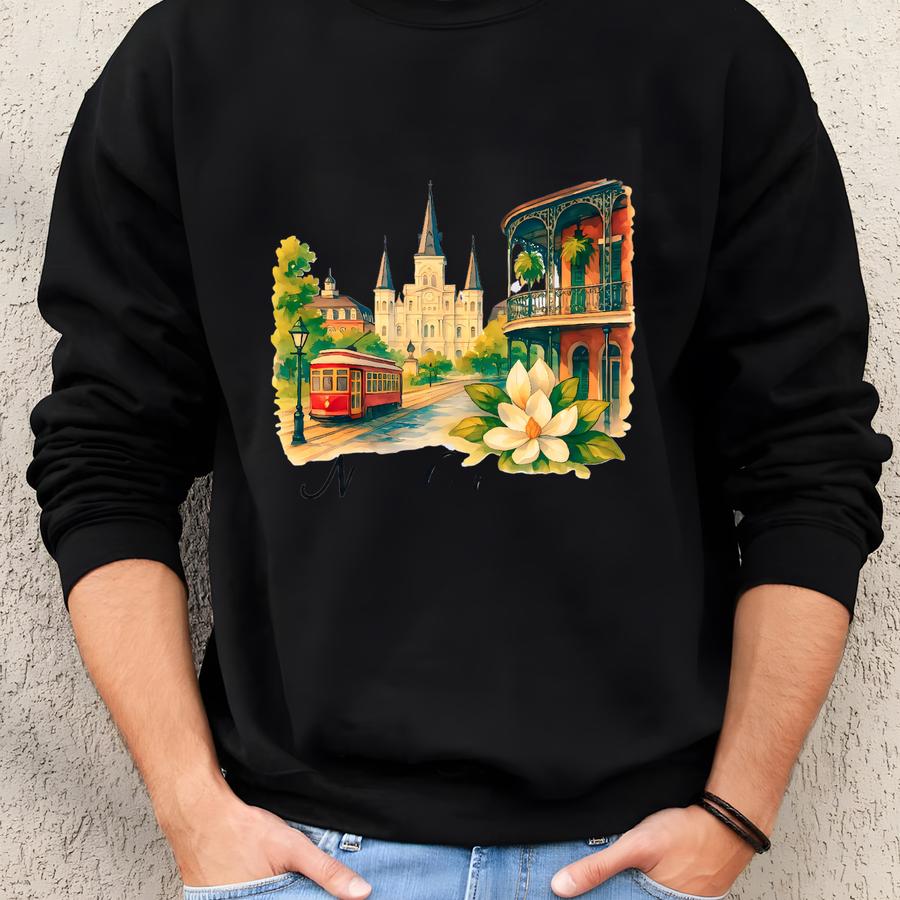 Personalized New Orleans Decor, Ceramic Ornament, Holiday Gift, Christmas Decoration, Customizable Memento, Festive Tree Ornament Sweatshirt