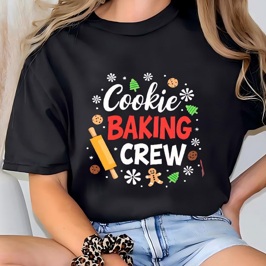 Cookie Baking Crew Christmas Shirts, Matching Family Holiday Tees, Pajama Morning Outfit,christmas Cookie Tradition,family Baking Day Shirts T-shirt