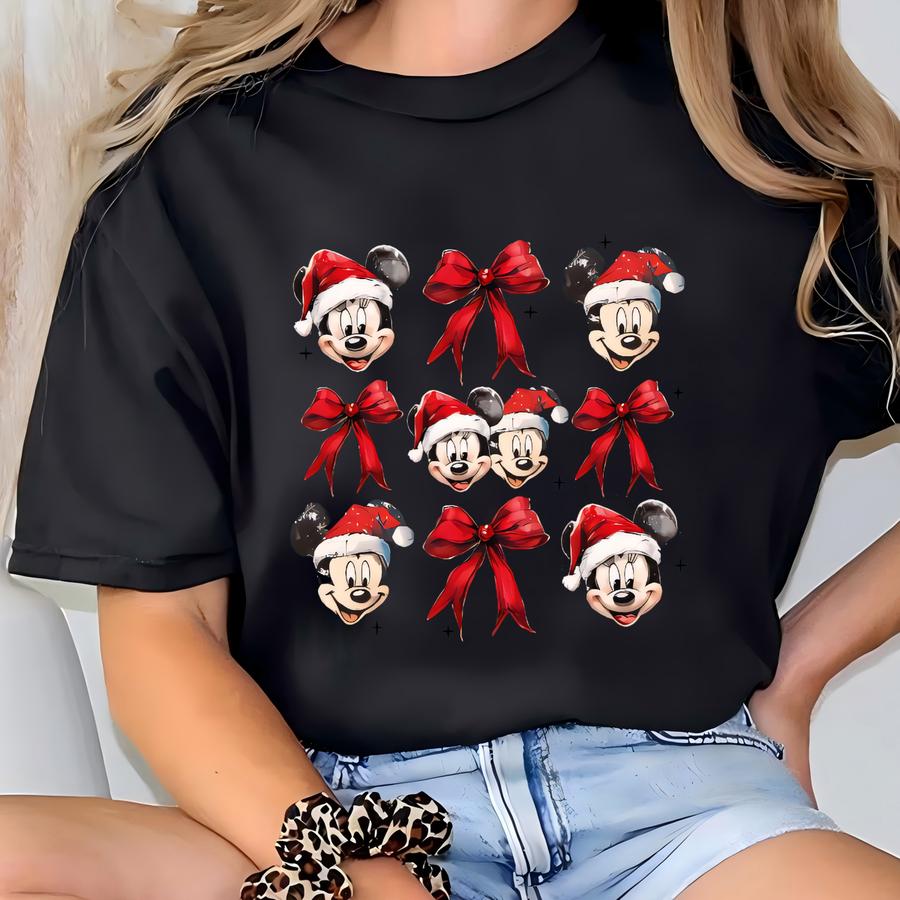 Mouse Christmas Bow Shirt | Repeating Head Grid Holiday Sweatshirt Gift T-shirt
