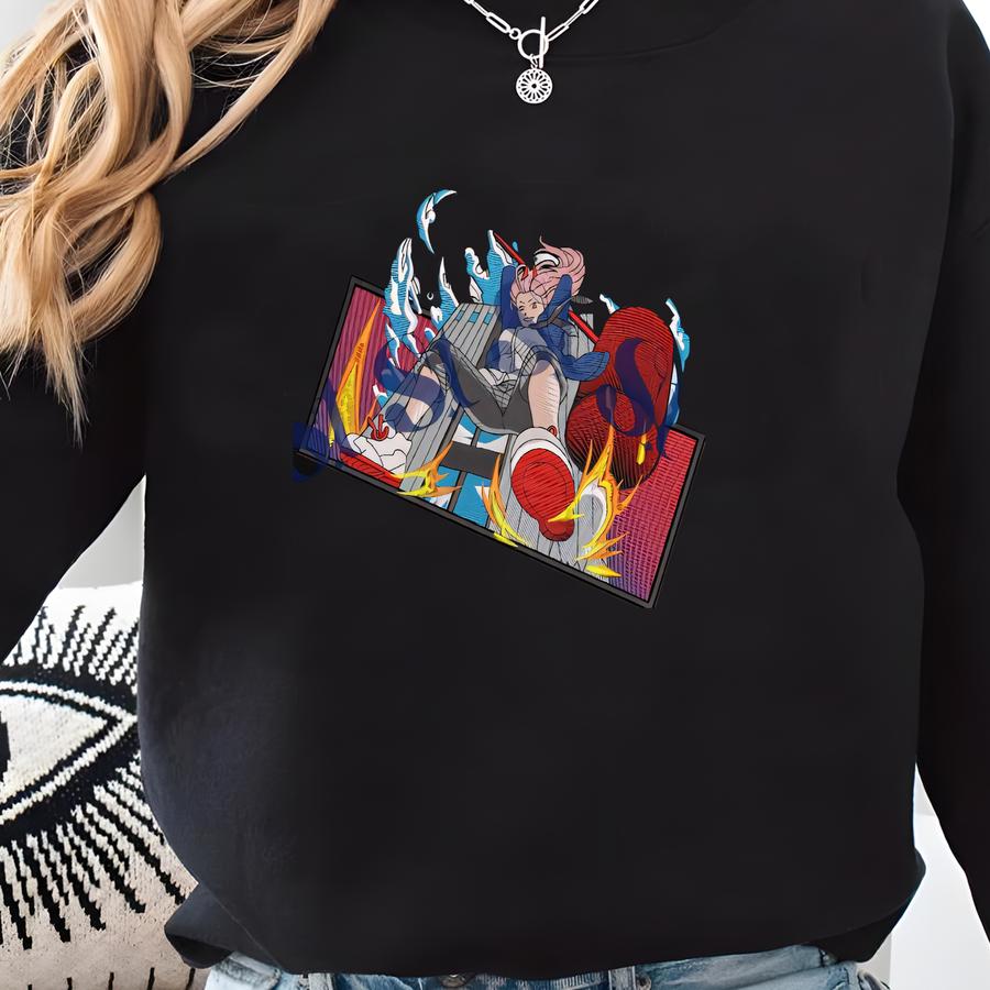 Anime Sweatshirt: Blood Demon, Hybrid And Fiend Design, Gifts For Chainsaw Lovers Sweatshirt