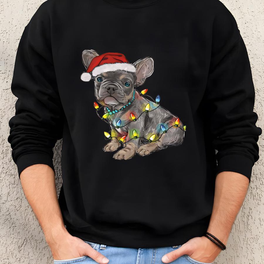 French Bulldog Christmas Sweatshirt, Holiday Dog Lover Shirt, Festive Frenchie Xmas Sweater, Gift For French Bulldog Mom, Bulldog Christmas Sweatshirt