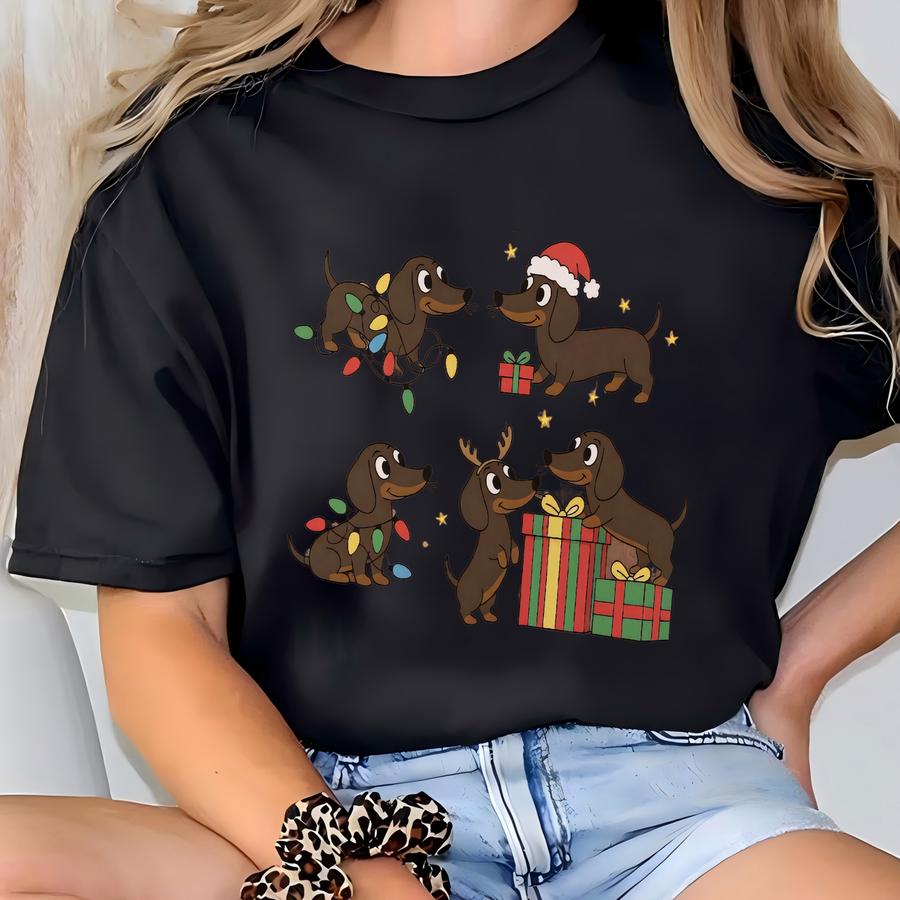 Dachshund Christmas Shirt, Wiener Dog Holiday Tee, Cute Christmas Dog Shirt, Funny Pet Lover Gift, Dog Lover Xmas Shirt Gift T-shirt