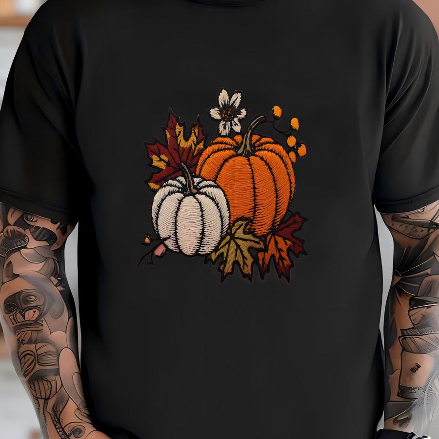 Floral Pumpkin  Hat – Elegant Autumn Design With Flowers And Leaves, Perfect Gift For Fall Lovers T-shirt
