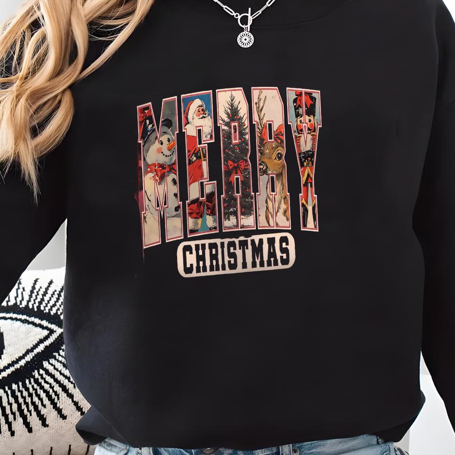 Merry Christmas Sweatshirt Retro Christmas Crewneck Holiday Sweater Christmas Outfit Santa Clause Sweatshirt Sweatshirt