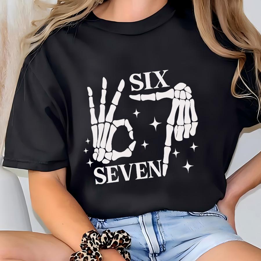 6 7 Meme Shirt, Funny Skeleton Hands Tee, Halloween Couples Shirt, Shirt, Six Seven Hoodie, 67 Couples Tee T-shirt