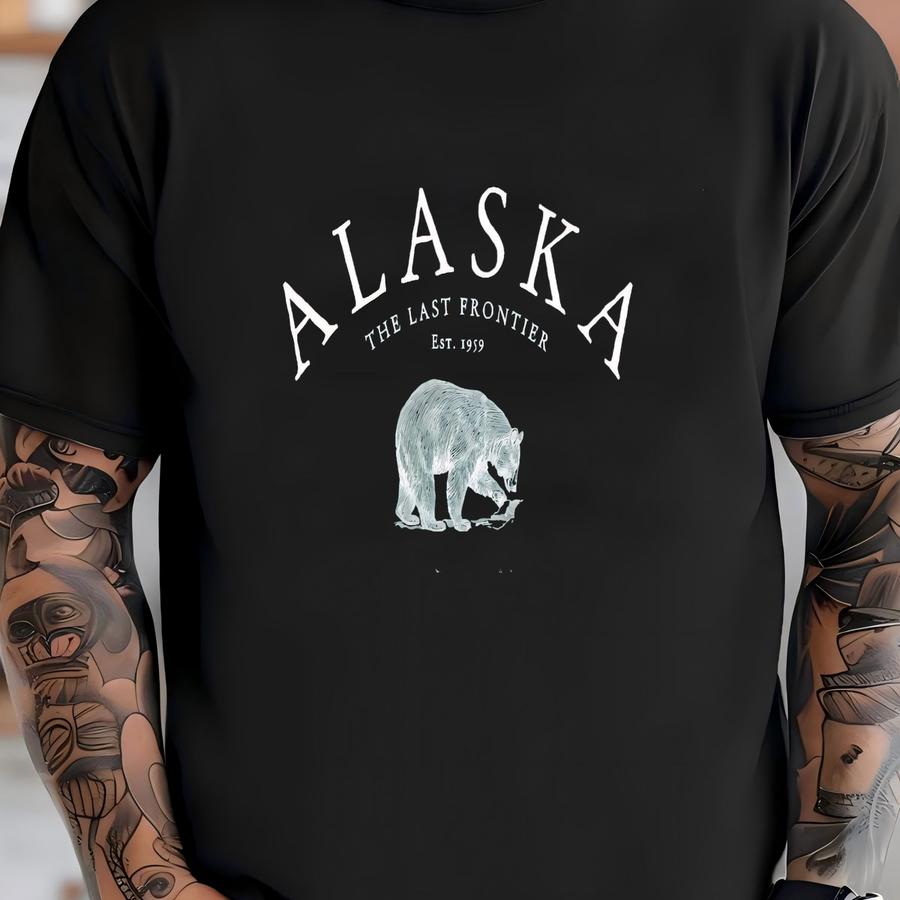 Alaska The Last Frontier Hoodie, Vintage Bear North To The Future Tee, Wildlife Hiking Outdoorsman Gift, Alaska Shirt, Alaska Tee, Unisex T-shirt