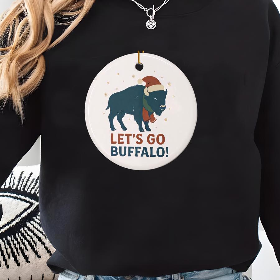 Buffalo Santa Christmas Ornaments, Double-sided Holiday Decor For Sports Fans, Home Decoration, Ceramic Tree Ornaments, Sweatshirt