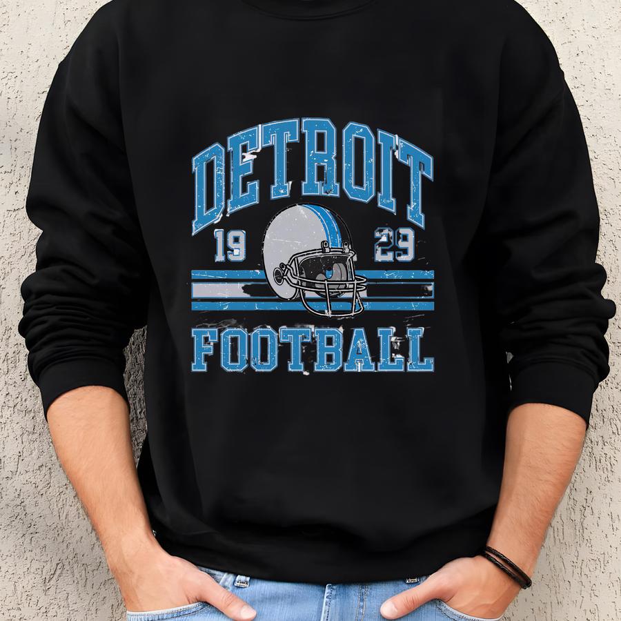 Detroit Football Sweatshirt, Vintage Detroit Sweater, Detroit Football Retro Sport Gift, Detroit Gift, Detroit Football Game Crewneck Sweatshirt