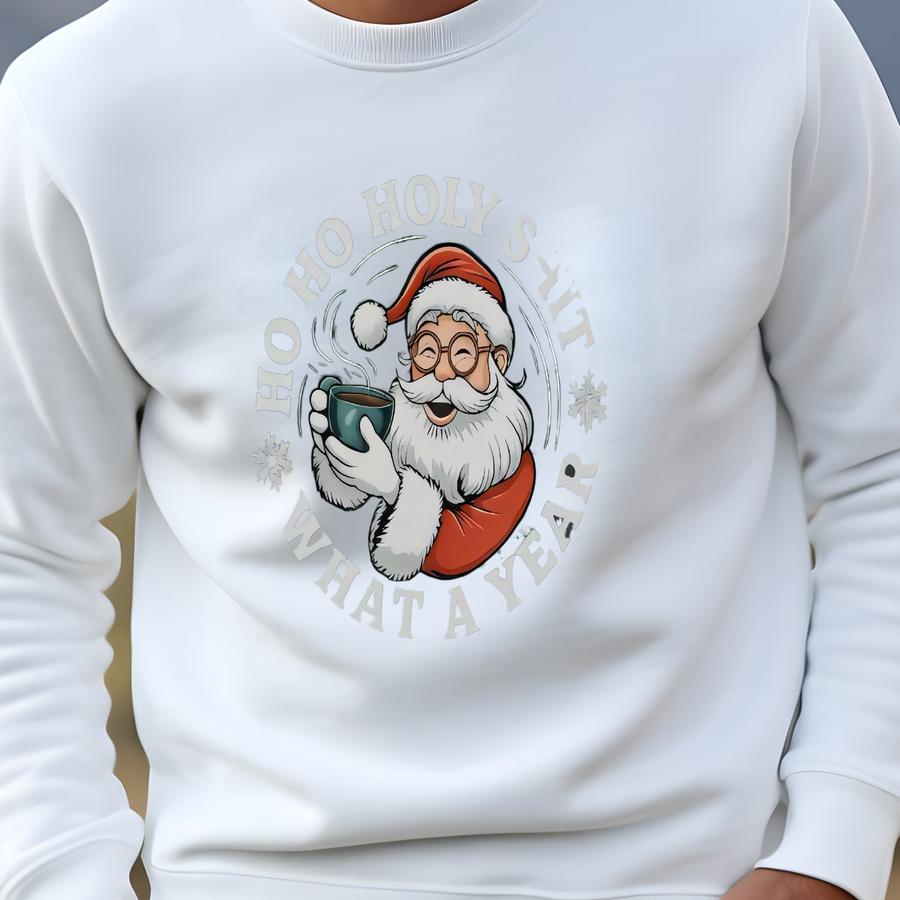 Funny Santa Christmas Sweatshirt,ho Ho Holy What A Year Shirt, Vintage Santa With Coffee Tee, Holiday Humor Gift For Friends Christmas Sweatshirt Funny Santa Christmas Sweatshirt,ho Ho Holy What A Year Shirt, Vintage Santa With Coffee Tee, Holiday Humor Gift For Friends Christmas Sweatshirt