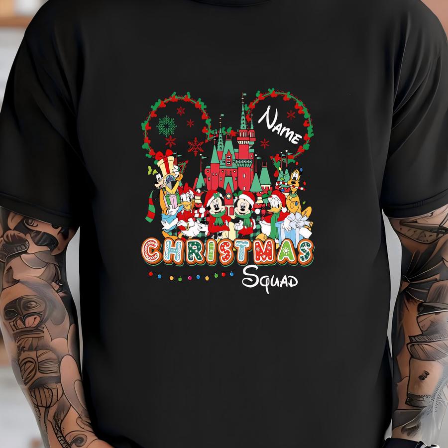 Custom Christmas Shirt, Personalized Holiday Tee With Castle Characters T-shirt