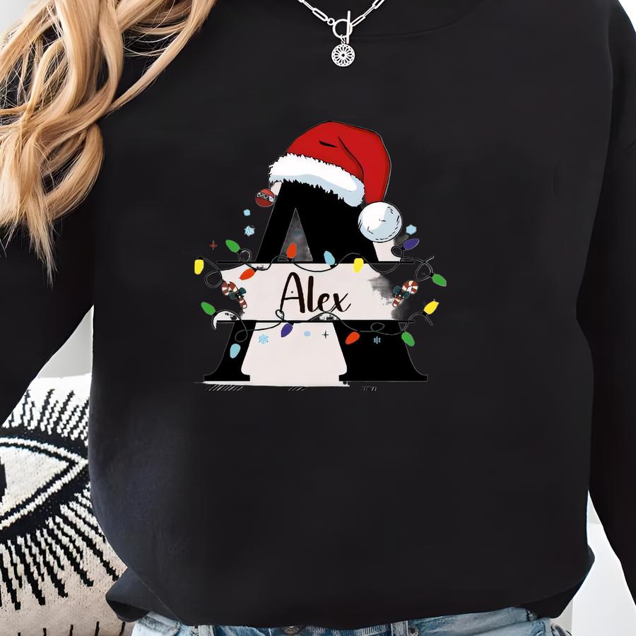 Monogram Christmas Family Shirt: Personalized Xmas Name Tee Sweatshirt