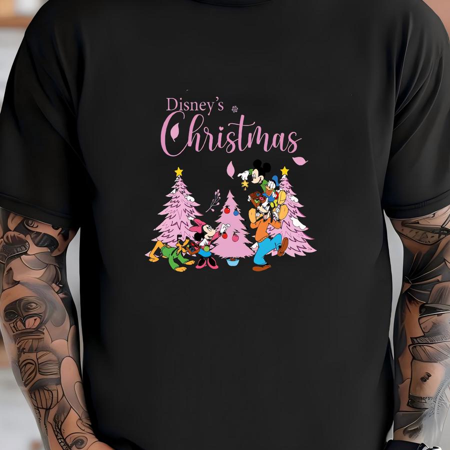 Christmas Sweatshirt, Holiday Hoodie With  Pink Trees T-shirt
