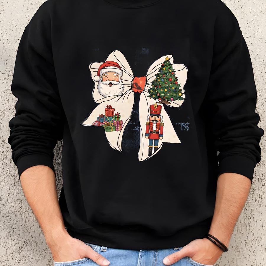 Christmas Bow ® Sweatshirt, Holiday Santa Sweatshirt, Christmas Gift Sweater, Santa Claus Bow Sweatshirt Sweatshirt