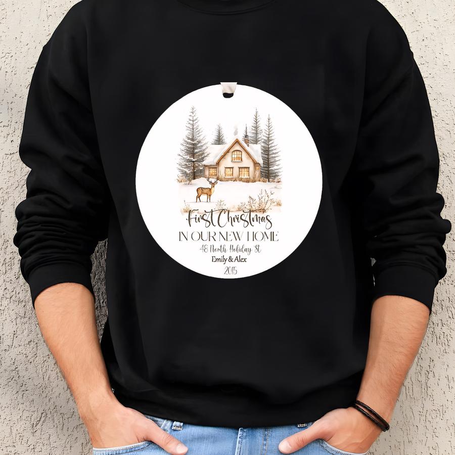 Personalized New Home Ornament, Custom Our First Christmas In New Home Ornament, First Home Christmas Ornament,new House Gift, Newlywed Gift Sweatshirt