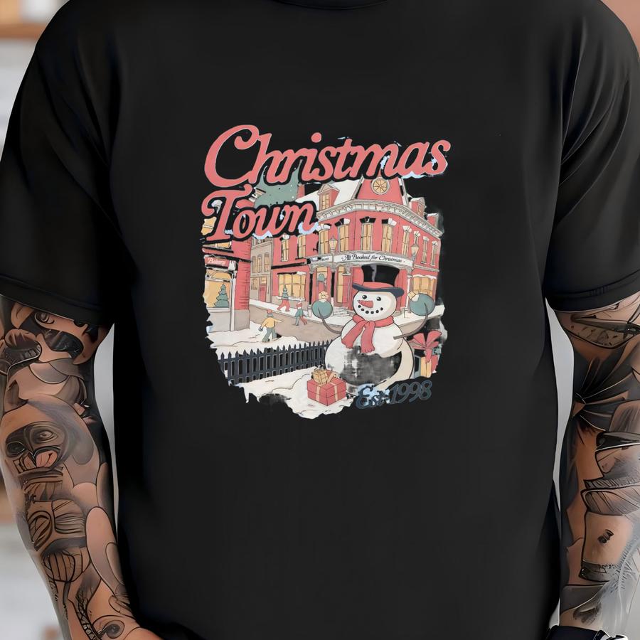 Christmas Town Vintage Tshirt | Retro Holiday Graphic Tee | Nostalgic Christmas Village Shirt | Cozy Retro Christmas Tee | Holiday Aesthetic T-shirt
