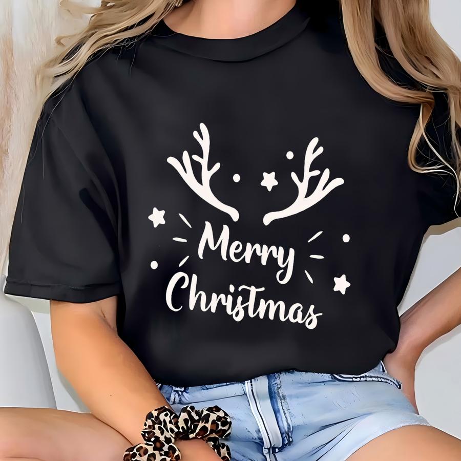 ® Merry Christmas Hoodie, Christmas Cross Shirt, Reindeer Shirt, Christmas 2025 Shirt, Family Christmas Tee, Xmas Gift T-shirt