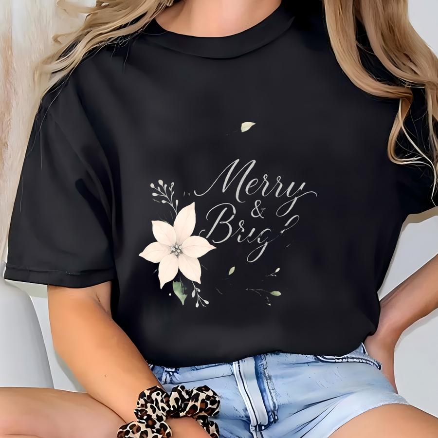 Merry And Bright Trees, Women's Christmas Shirt, Womans Holiday Shirt, Christmas Gift, Chic Winter Shirt, Cute Holiday Tee T-shirt