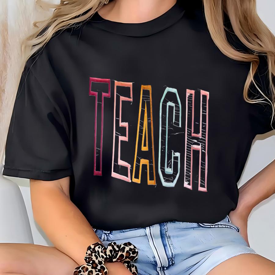 Teach Varsity With Custom Name On Sve Sweatshirt-quarter-zip, Custom -teacher Appreciation, Teacher Apple Pullover T-shirt