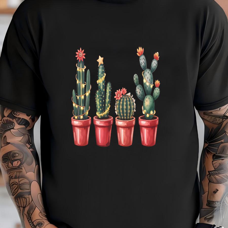 Christmas Cactus Sweatshirt, Cactus Lover Gift, Christmas Plant Shirt, Christmas Plant Lady Shirt, Cactus Christmas Shirt, Plant Lover Shirt T-shirt
