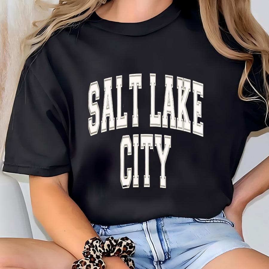 Salt Lake City Crewneck Sweatshirt: Oversized Mountain Town Pullover T-shirt