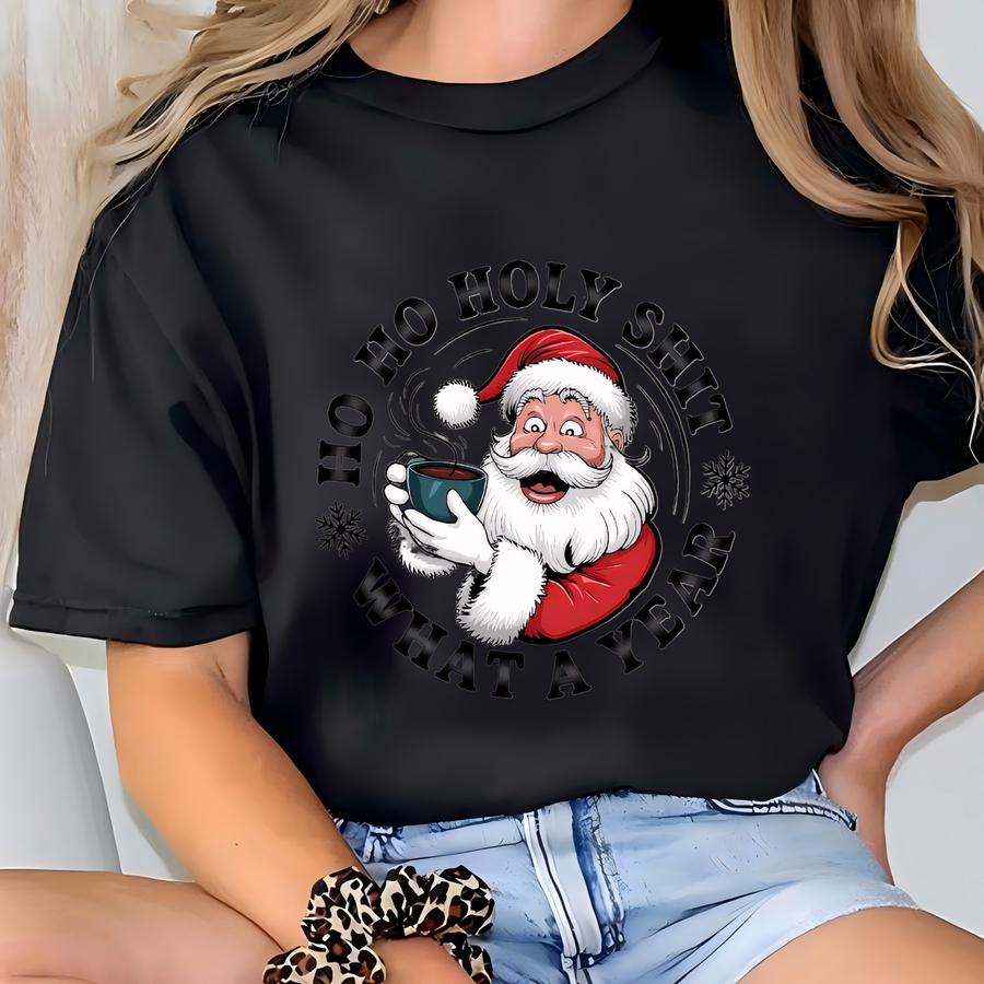 Santa Ho Ho Holy Sweatshirt, What A Year Unisex Santa Shirt, Christmas Women, Cousin Gift Shirt, Lover Gift Hoodie, Xmas Sweater T-shirt