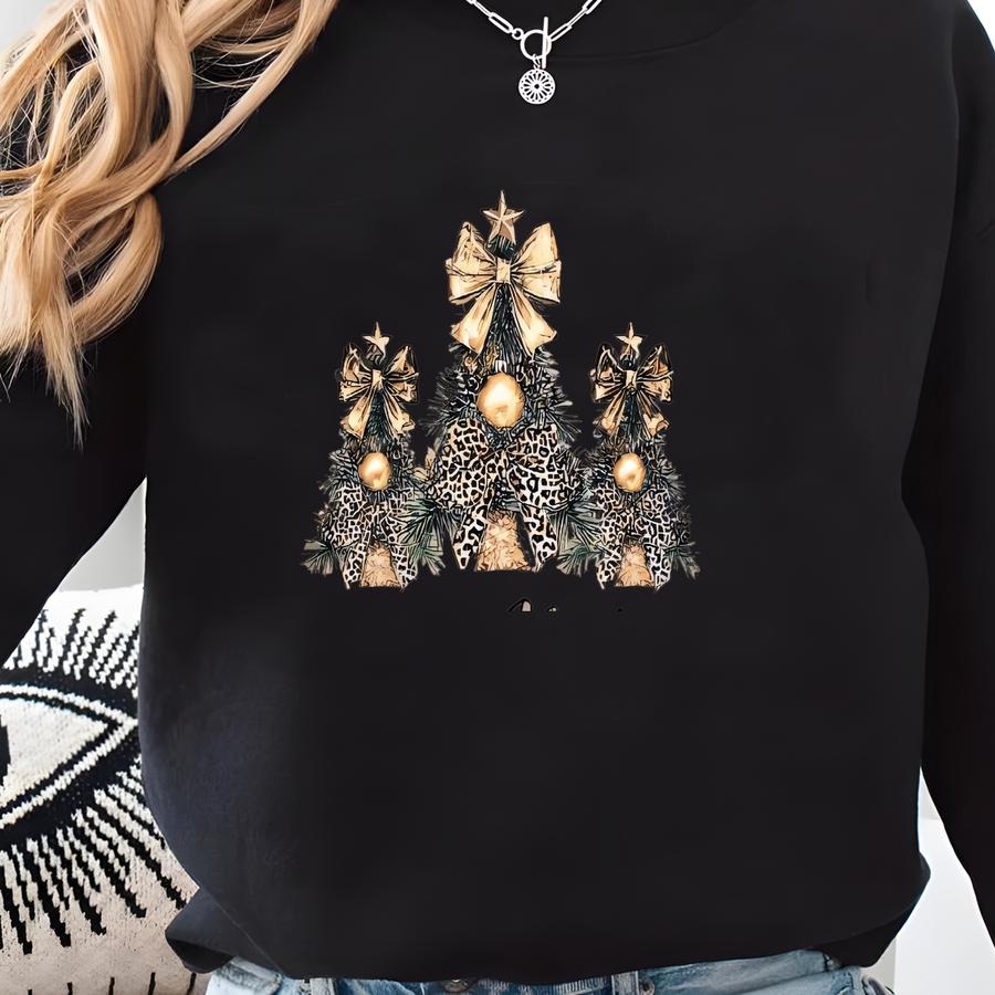 Leopard Christmas Tree Hoodie | Animal Print Ribbon Holiday Sweatshirt Sweatshirt
