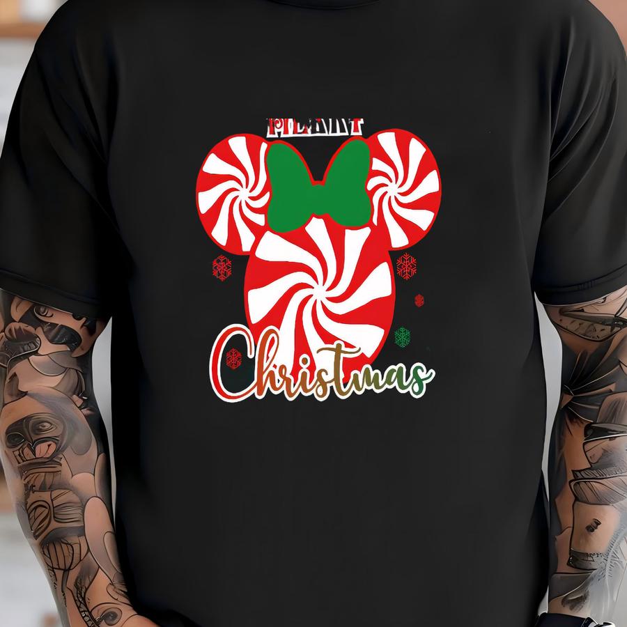 Peppermint Christmas Sweatshirt, Cozy Holiday Hoodie With Candy Print T-shirt