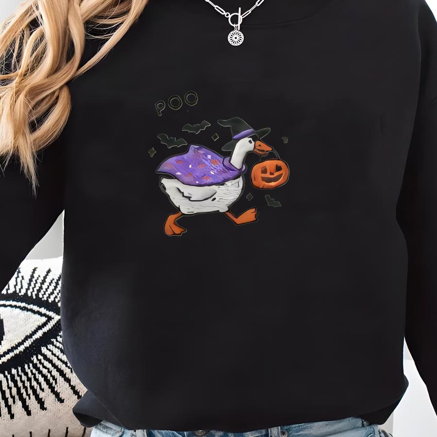 Spooky Goose Halloween Sweatshirt Funny Goose Sweater Witch Goose Fall Crewneck Cute Cozy Autumn Gift For Her Sweatshirt