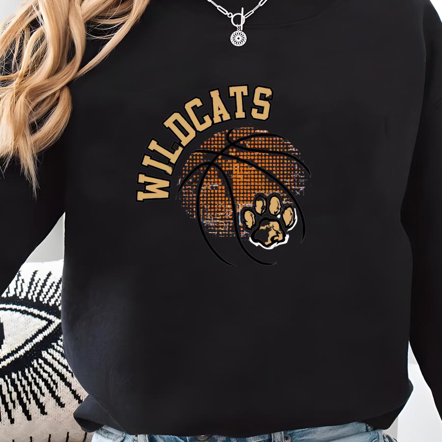 Wildcats Basketball Shirt Custom Mascot Shirt School Spirit Shirt Basketball Sweatshirt Basketball Mom Shirt Game Day Shirt Sports Team Tees Sweatshirt