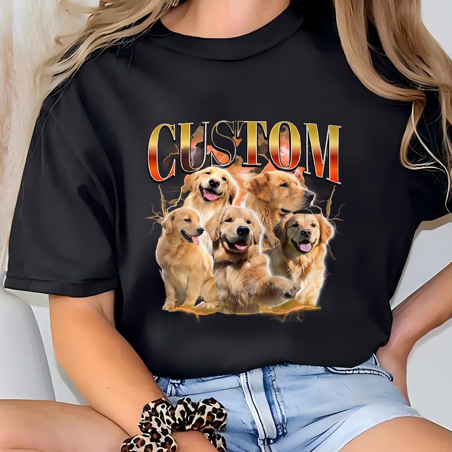 Personalized Bootleg Pet Sweatshirt, Custom Picture Pet Names Sweater, Dog Lover Gift, Cat Lover Gift, Pet Loss Gift,  T-shirt