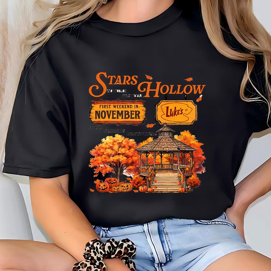 Stars Hollow Lukes Diner Shirt, Autumn Festival Tshirt, First Weekend Of November Shirt, Small Town Fall Vibes Tee. T-shirt