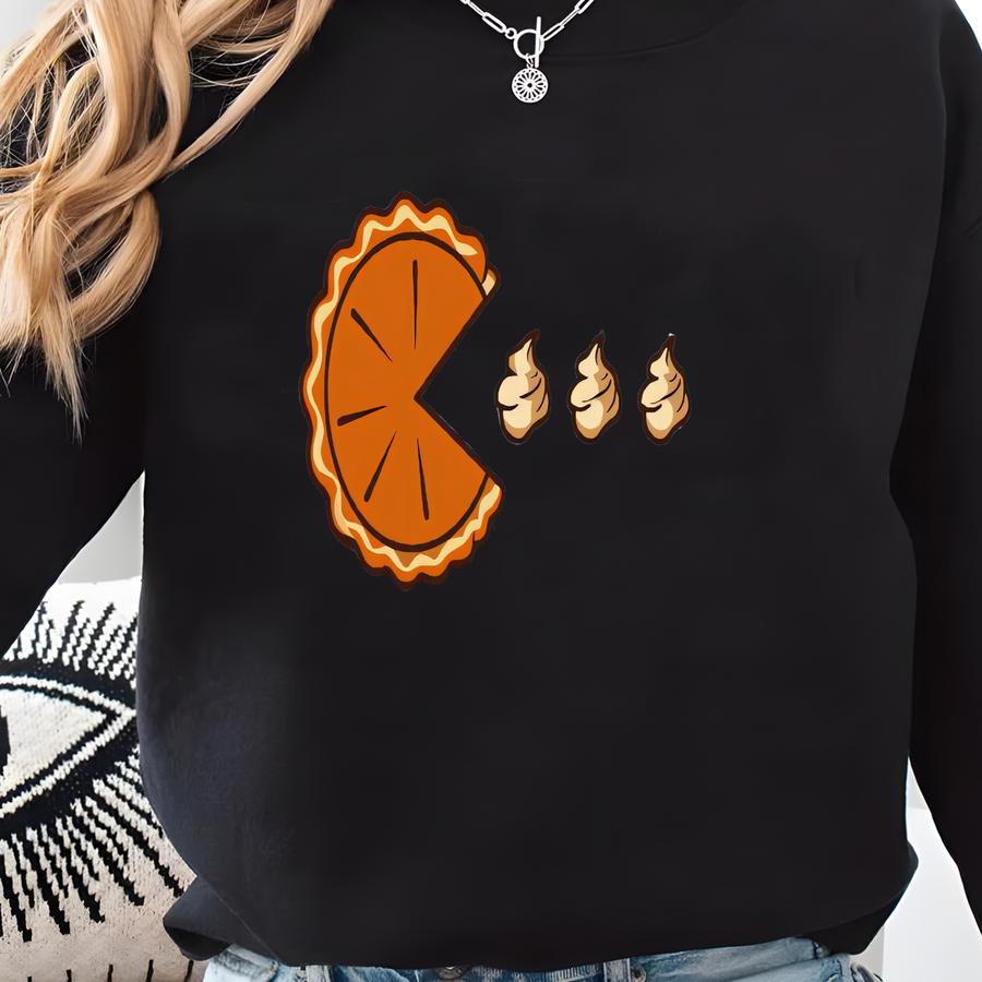 Pumpkin Pie Pac Man Funny Thanksgiving Shirt, Thanksgiving Humor Tee, Sweatshirt