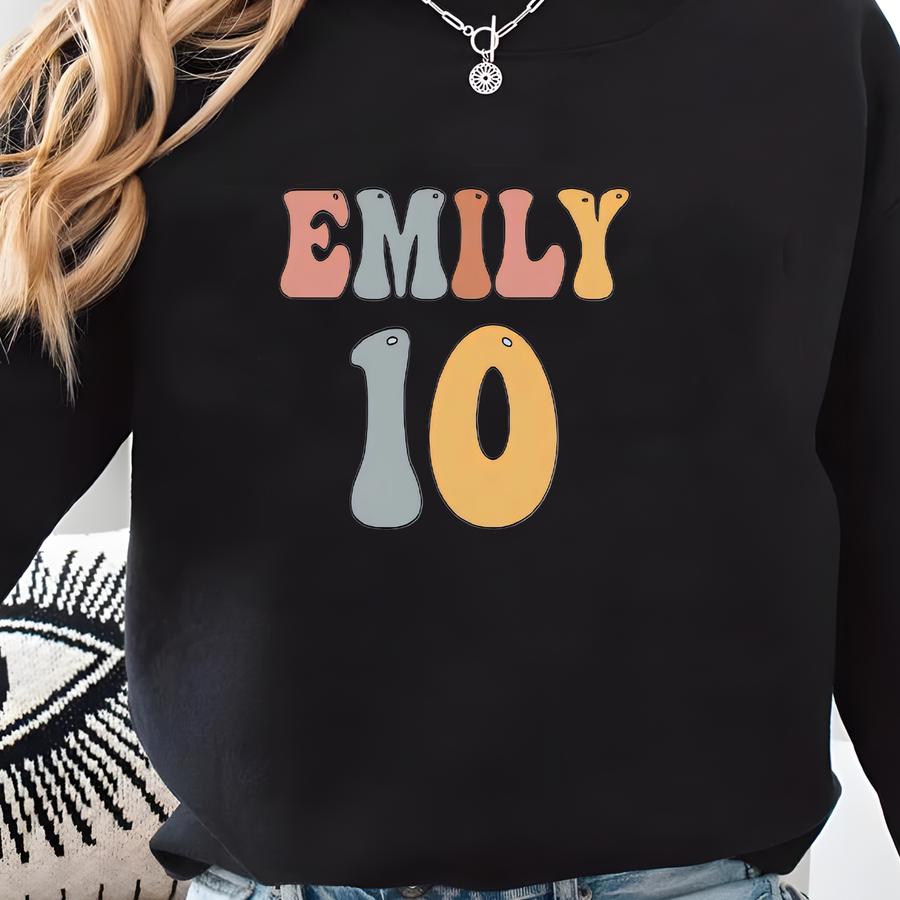 Personalized 10th Birthday Tee, Peace Out Single Digit I’m 10 Shirt, Custom Name Gift Sweatshirt