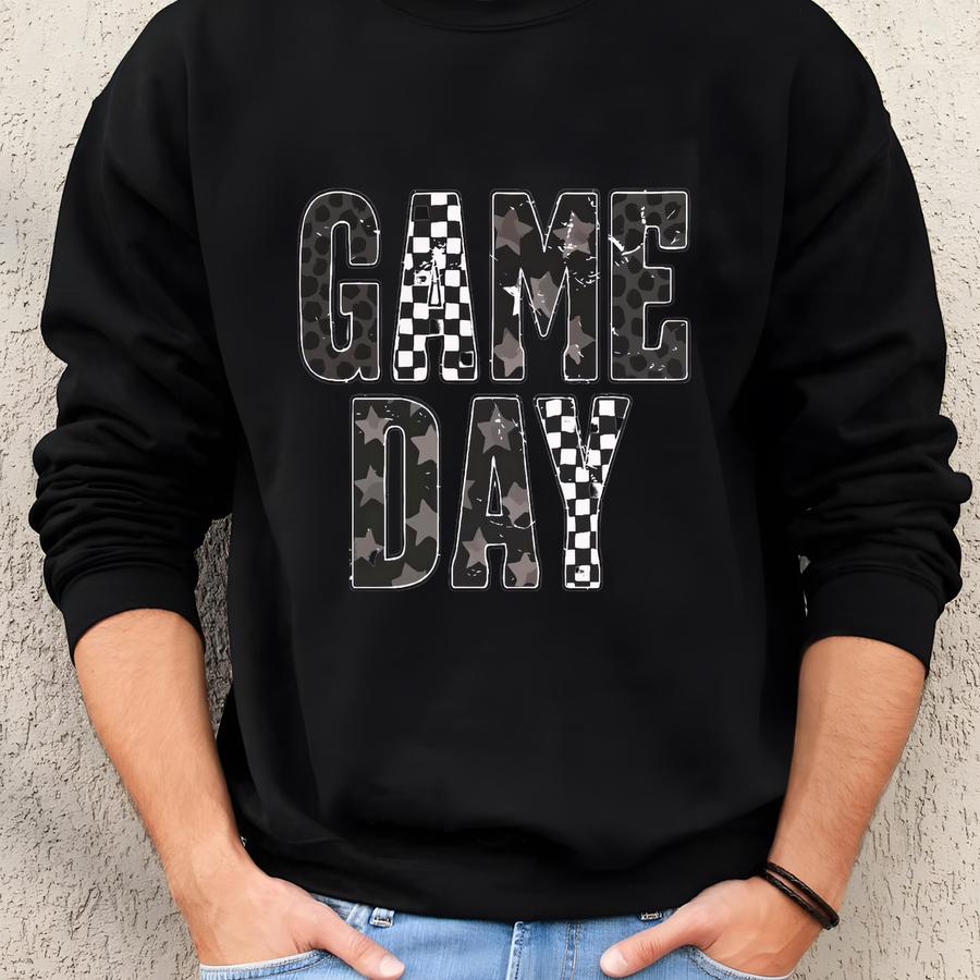 Game Day Tshirt: Casual Football Shirt, Vintage Sporty Graphic Tee Sweatshirt