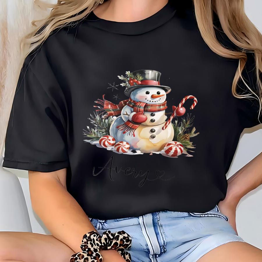 Personalized Christmas Mug For Kids, Snowman Hot Cocoa Cup With Name, Custom Holiday Gift, Cute Stocking Stuffer Mug,christmas Mug 2025 Gift T-shirt