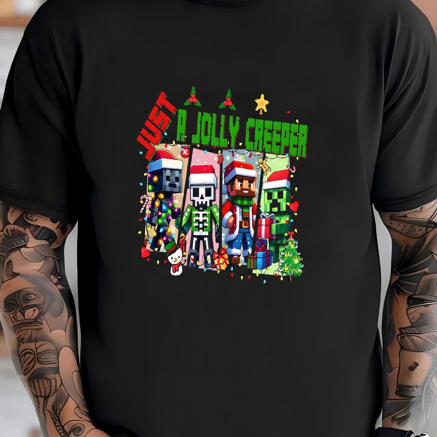 Just A Jolly Creeper Hoodie, Kids Christmas Shirt, Gamer Shirt, Santa Robot Shirt, Game Lover Shirt, Xmas Party Shirt, Funny Xmas Shirt Shirt