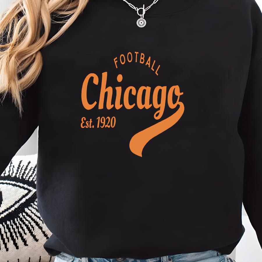 Chicago Football Sweatshirt, Retro Bear Crewneck, Chicago Fan Gift, Game Day Sweater, Sunday Football Shirt, Varsity Style Chicago Pullover Sweatshirt