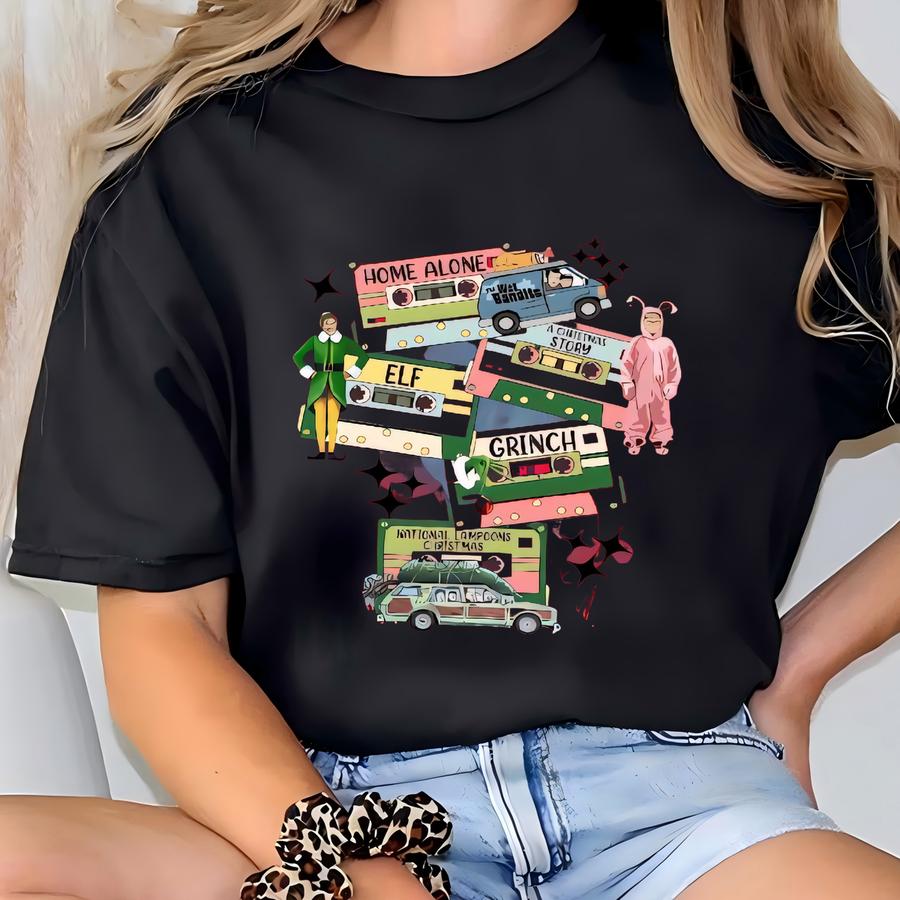 Christmas Movie Cassette Shirt | Retro 90s Nostalgia Holiday Sweatshirt Gift T-shirt