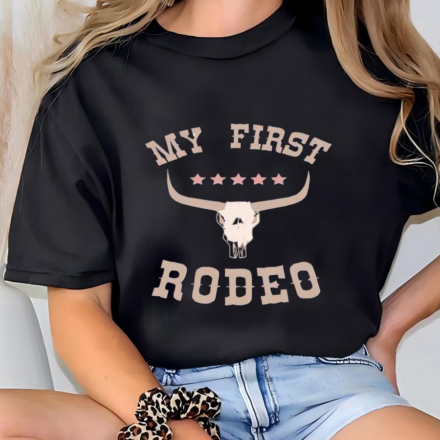 My First Rodeo Shirt | Western 1st Birthday Outfit | Cowboy Theme Baby Boy Girl Shirt | Personalized Name Ranch Birthday Tee T-shirt